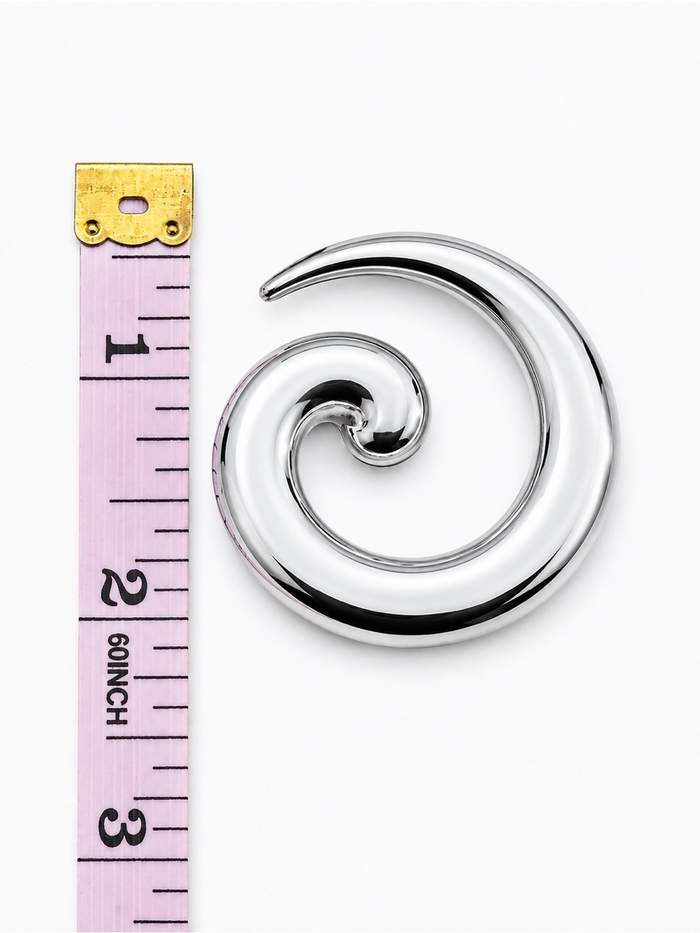 Large Silver Tone Spiral Swirl Pin NEW Modernist Sculptural - Picture 4 of 6